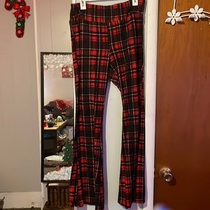 XL red and plaid flair yogo pants